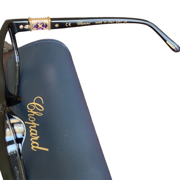 Chopard Rectangular Black Frame & Case Purple Stones Brand New NWT - Picture 7 of 13